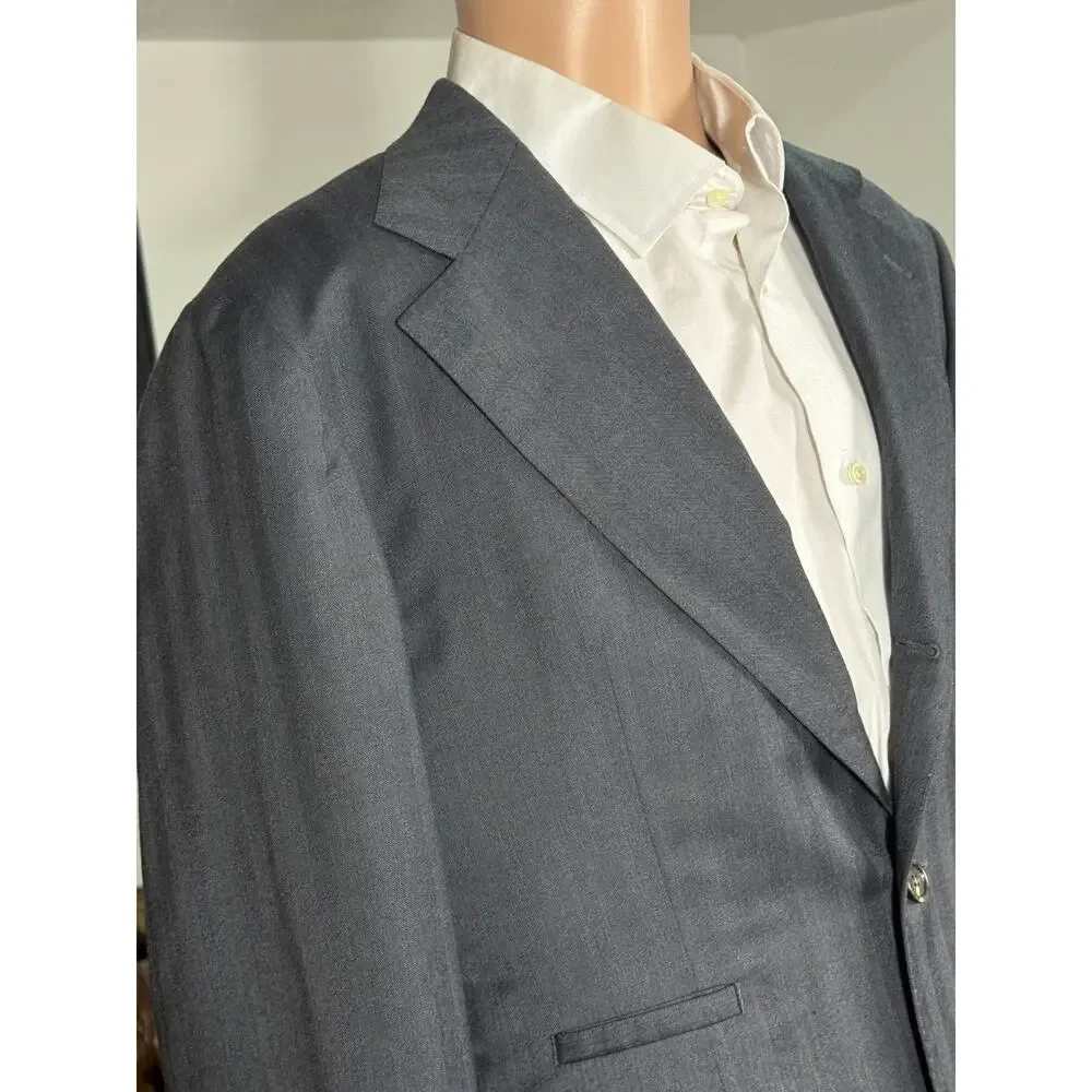 Brunello Cucinelli Charcoal Gray Herringbone 2 piece Suit 50EU 40R 34x28